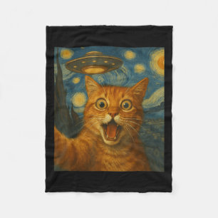 Funny Orange Cat Selfie Halloween For Women And Me Fleece Blanket
