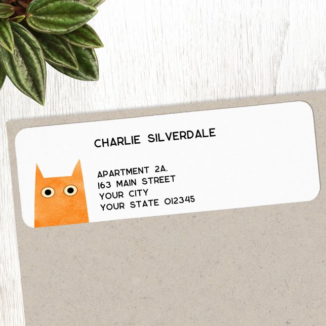 Funny Orange Chat Adresse de retour (Funny orange ginger cat personalized return address label)