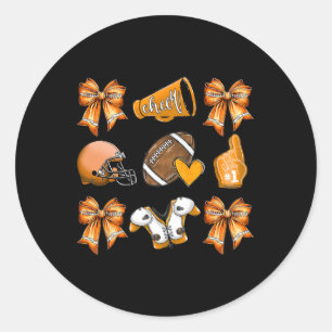 Funny Orange Cheer Coquette Football Mom Women Gir Classic Round Sticker