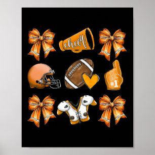 Funny Orange Cheer Coquette Football Mom Women Gir Poster