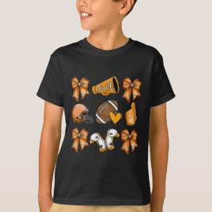 Funny Orange Cheer Coquette Football Mom Women Gir T-Shirt