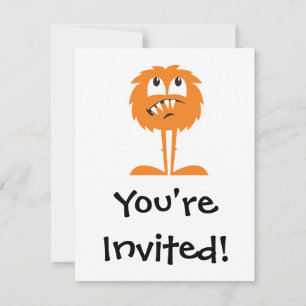 funny orange furry monster invitation