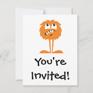 funny orange furry monster invitation