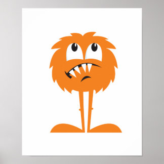 funny orange furry monster poster