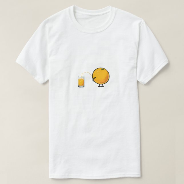 Funny Orange Juice Cartoon T-Shirt (Design Front)
