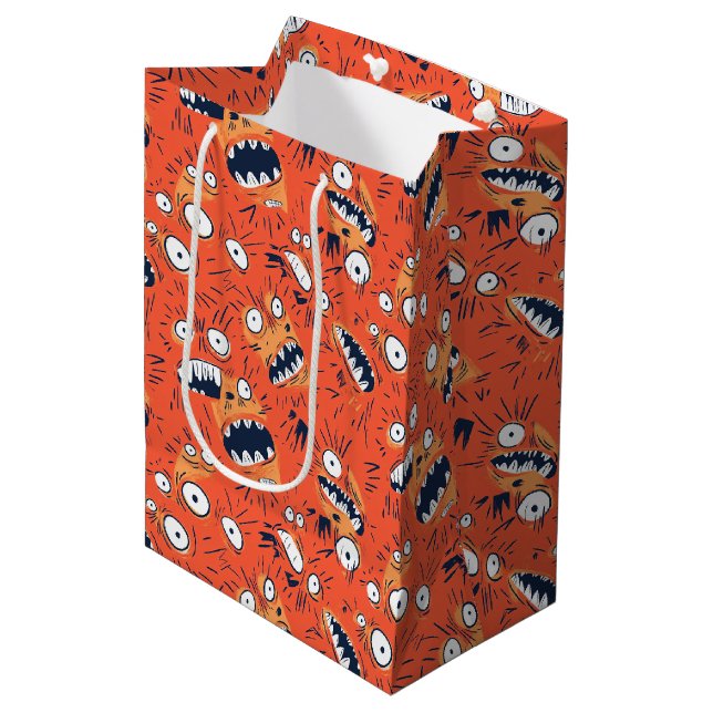 Funny Orange Monster Shouting Face  Medium Gift Bag (Front Angled)