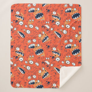 Funny Orange Monster Shouting Face Sherpa Blanket