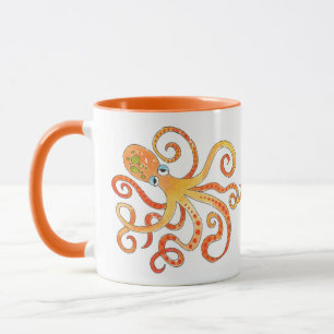 Funny Orange Octopus Mug