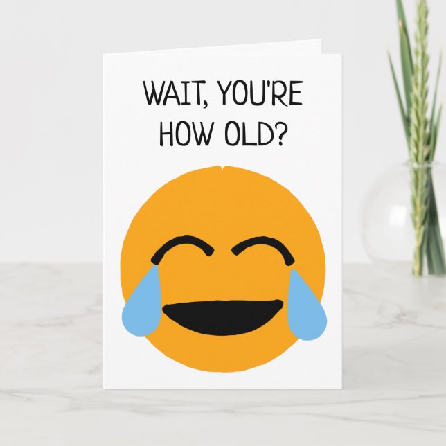 Funny Orange riant Visage Emoji Carte Anniversaire (Devant)