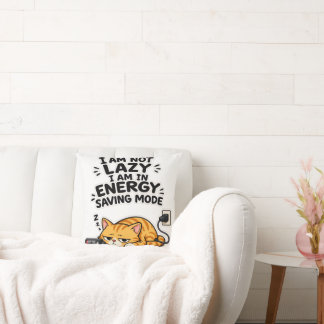 Funny Orange Tabby Cat Energy Saving Mode Lazy Throw Pillow