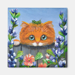Funny Orange Tabby Cat Flowers Creationarts Magnet