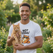Funny Orange Tabby Cat Not Today T-Shirt