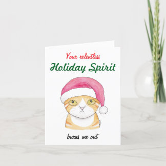 Funny Orange Tabby Ginger Grumpy Cat Christmas Holiday Card