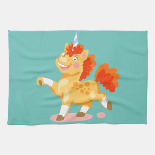 Funny orange unicorn kitchen towel