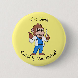 Funny orangutan ape cartoon doctor 2 inch round button