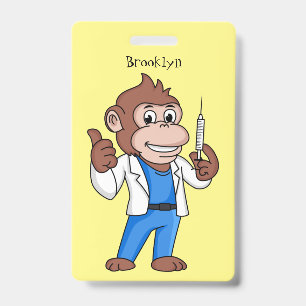 Funny orangutan ape cartoon doctor  badge