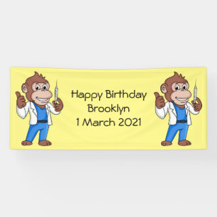 Funny orangutan ape cartoon doctor banner