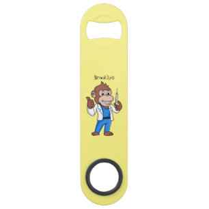 Funny orangutan ape cartoon doctor bar key