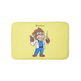 Funny orangutan ape cartoon doctor bath mat
