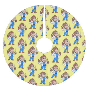 Funny orangutan ape cartoon doctor brushed polyester tree skirt