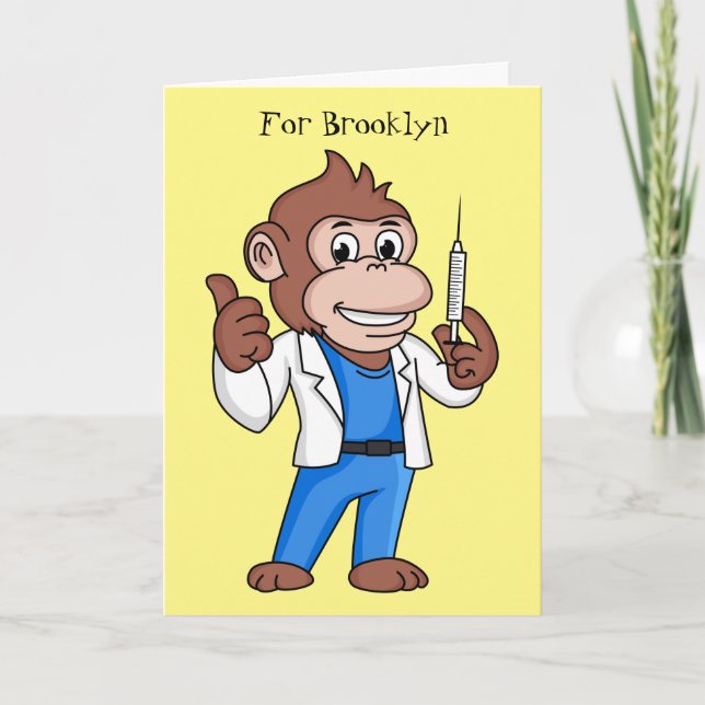 Funny orangutan ape cartoon doctor  card (Front)
