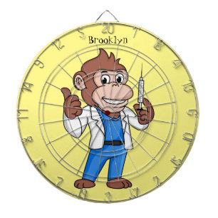 Funny orangutan ape cartoon doctor dartboard