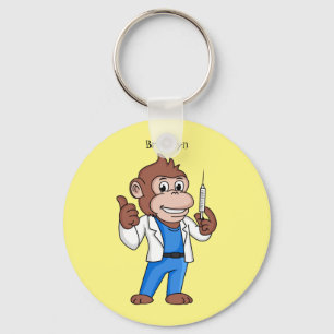 Funny orangutan ape cartoon doctor keychain