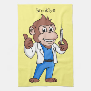 Funny orangutan ape cartoon doctor kitchen towel