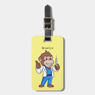 Funny orangutan ape cartoon doctor luggage tag