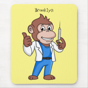 Funny orangutan ape cartoon doctor mouse pad