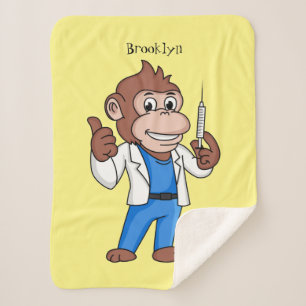 Funny orangutan ape cartoon doctor sherpa blanket
