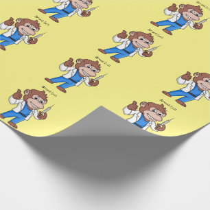 Funny orangutan ape cartoon doctor wrapping paper