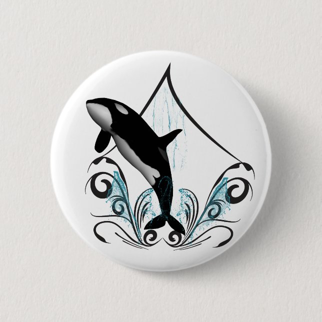 Funny orca 2 inch round button (Front)