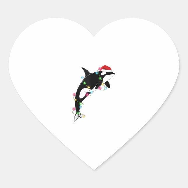 Funny Orca Killer Whale Santa Hat Christmas Sea An Heart Sticker (Front)