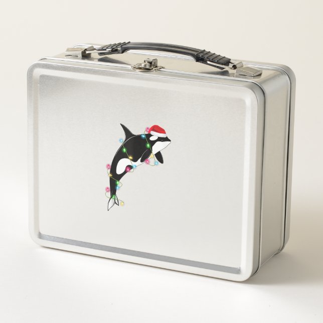 Funny Orca Killer Whale Santa Hat Christmas Sea An Metal Lunch Box (Front)