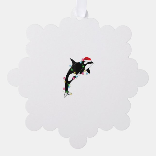 Funny Orca Killer Whale Santa Hat Christmas Sea An Ornament Card (Front)