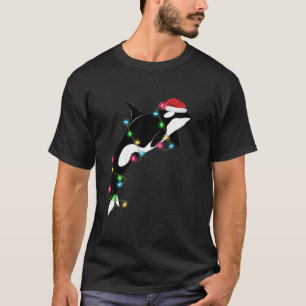 Funny Orca Killer Whale Santa Hat Christmas Sea An T-Shirt