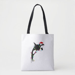 Funny Orca Killer Whale Santa Hat Christmas Sea An Tote Bag