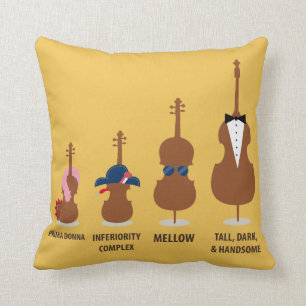 Funny Orchestra Strings Instruments Throw Pillow