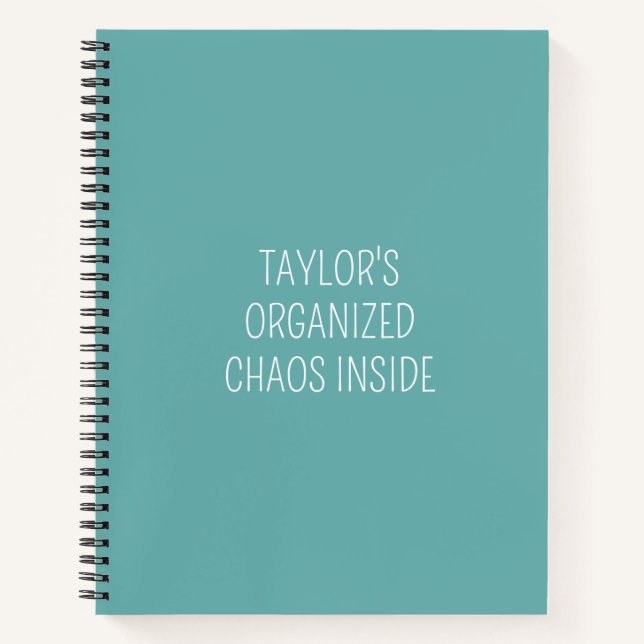 Funny Organization Quote To Do List Teal Notebook (Front)
