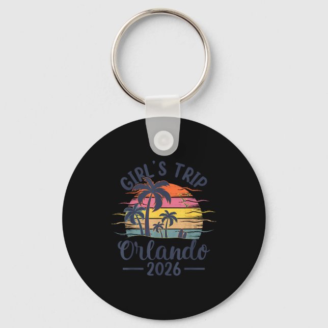 Funny Orlando Beach Trip Vintage Sunset Keychain (Front)