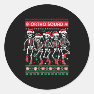 Funny Ortho Squad Christmas Three Santa Skeletons Classic Round Sticker
