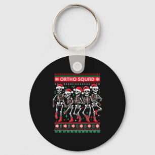 Funny Ortho Squad Christmas Three Santa Skeletons  Keychain