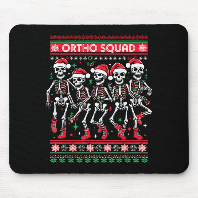 Funny Ortho Squad Christmas Three Santa Skeletons  Mouse Pad (Front)