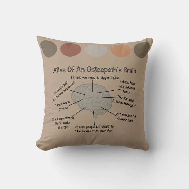 Funny Osteopath's Brain Throw Pillow (Front)