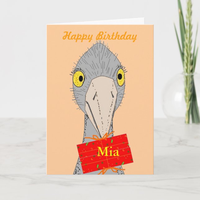 Funny Ostrich, add name, Birthday Card (Front)