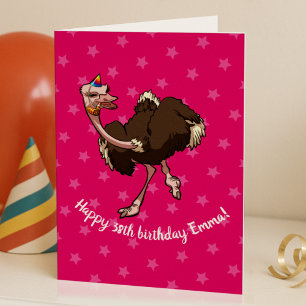 Funny Ostrich Add Your Own Text Party Cartoon