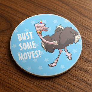 Funny Ostrich Artwork Bust Some Moves! Bird Design Coaster
