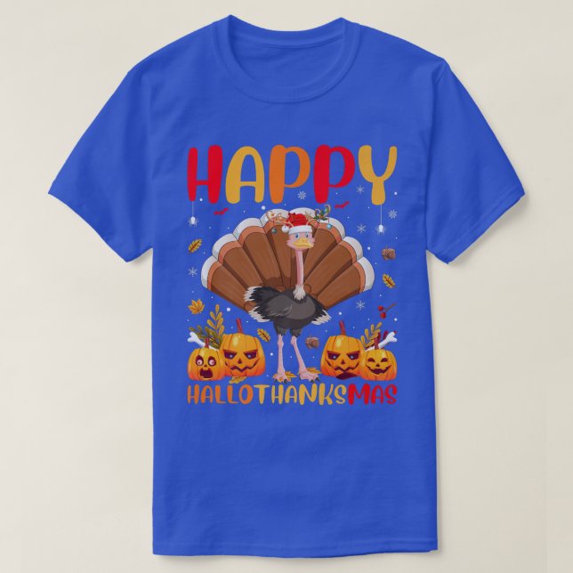 Funny Ostrich Bird Lover Happy Ostrich HelloThanks T-Shirt (Design Front)