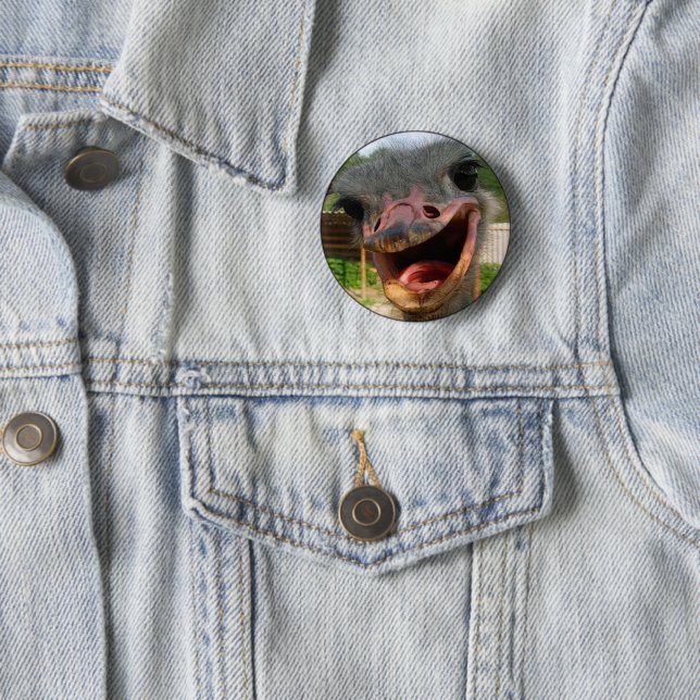 Funny Ostrich Bird Photo What's Up 2 Inch Round Button (In Situ)